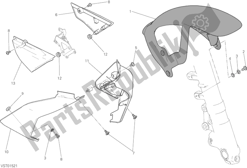 Alle onderdelen voor de Halve Kuip van de Ducati Scrambler Sixty2 Thailand USA 400 2016 Alle onderdelen voor de Halve Kuip van de Ducati Scrambler Sixty2 Thailand USA 400 2016